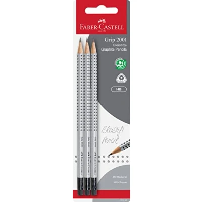 Immagine di Faber Castell 117298 Set di matite GRIP 2001 con punta per gomma, durezza HB, 3 pezzi