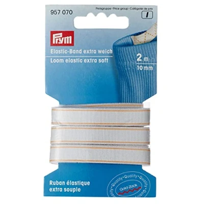 Immagine di Prym Fascia Elastica, Polyester, Bianco, 10 mm, 2 m