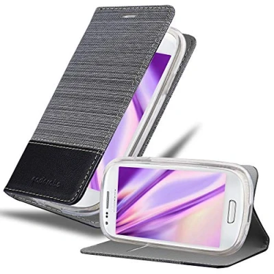 Immagine di Cadorabo Custodia Libro per Samsung Galaxy S3 MINI in GRIGIO NERO con Vani di Carte, Funzione Stand e Chiusura Magnetica Portafoglio Cover Case Wallet Book Etui Protezione