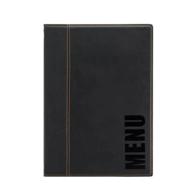 Immagine di SECURIT Porta Menu Linea Trendy Per Caffè, Ristoranti, Bar Similpelle Formato A4 1 Doppio Inserto Incluso Colore Nero