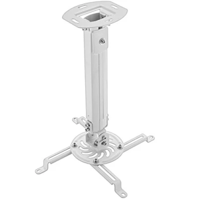 Immagine di deleyCON Supporto Universale per Proiettore Montaggio a Soffitto + 15 Inclinabile Ruotabile di 360 Fino 13,5 Kg Altezza Regolabile 380 mm 580 Gestione dei Cavi Bianco