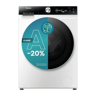 Immagine di Hisense WF7S1247BW Lavatrice, Classe A, 12 Kg, Touch Screen, Auto Dosaggio, Connettività WiFi, Monitor di Consumo, Lavaggio Rapido 15&#039;, Completamento differito, Bianco