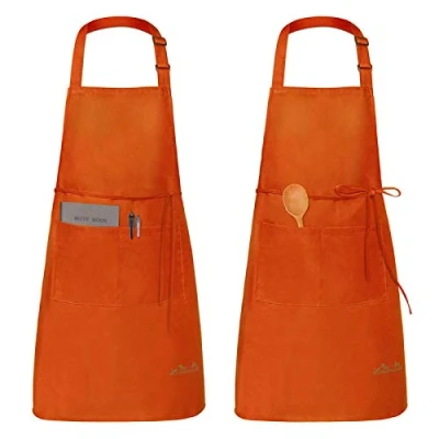 Immagine di Viedouce 2 Pezzi Grembiule da Cucina Chef,Grembiule Ristorante BBQ Bar Chef Cucina,Regolabile Grembiuli con Tasche di Cucina,Impermeabile,Gembiule Uomo Donna (Rosso)