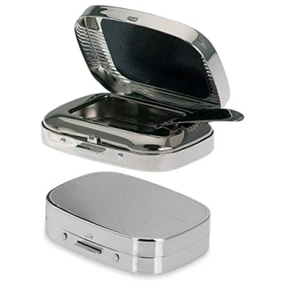 Immagine di Posacenere tascabile in argento, 6,5 x 5 1,5 cm, placcato argento