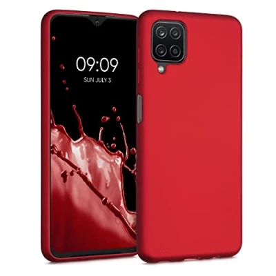 Immagine di kwmobile Custodia Compatibile con Samsung Galaxy A12 Cover Back Case Morbida Protezione in Silicone TPU Effetto metallizzato rosso scuro
