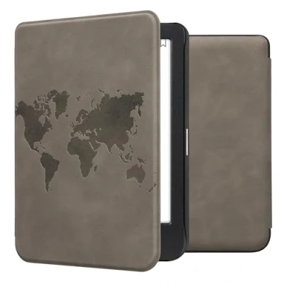 Immagine di kwmobile Custodia eReader Compatibile con Kobo Clara BW/Colour Cover eBook Reader Flip Case Magnetica Pelle PU Sagoma Mondo