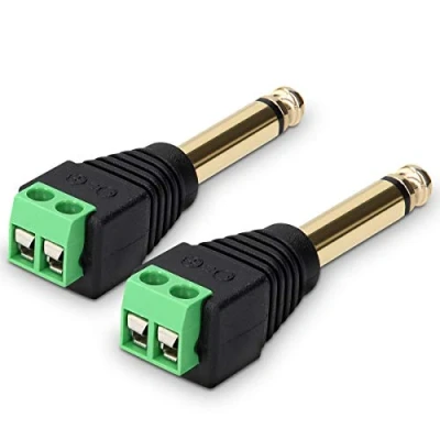 Immagine di kwmobile Connettore jack 6.35 mm 2 Pin Terminal Block Set 2x maschio femmina Adattatori audio fissaggio a vite