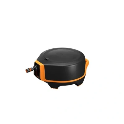 Immagine di Fiskars Carrello XL, Set All Inclusive per l&#039;Irrigazione, Portata Totale 25 m, Riavvolgimento Automatico, Tubo da Irrigazione in Misura Universale (Ø 13 mm), Connettore, Nero/Arancione, X series