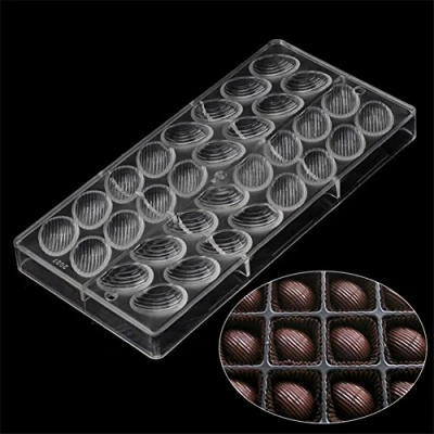 Immagine di Ecosway Stampo per cioccolatini, 21 fori quadrati, sagoma 3D, trasparente, in policarbonato, cioccolato, gelatine, caramelle, sugarcraft, fondant Pattern A