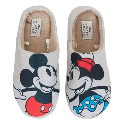 Immagine di Disney pantofole da donna Minnie Mouse, ciabatte Mickey Mouse per ragazze, foderate calde, Grigio, 36 EU