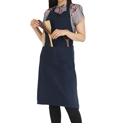Immagine di RAJRANG grembiule blu 89x69 cm da cuoco in cotone per cucina d&#039;albergo ristorante, bar barbecue con tasche