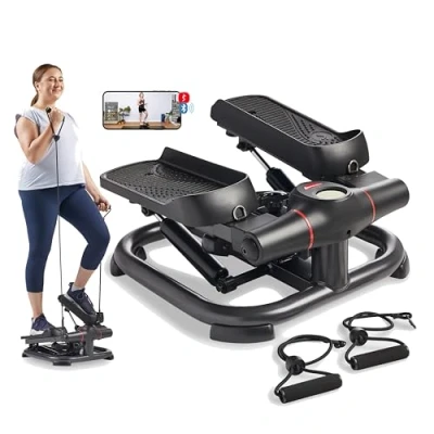 Immagine di Sunny Health &amp; Fitness 2 in 1 Premium Power Stepper con bande di resistenza, cardio, risparmio spazio, regolabile altezza e connettività Bluetooth ottimizzata app SunnyFit opzionale