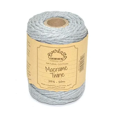 Immagine di Everlasto Bobine da 50 m, in morbido cotone colorato, per macramè, 4 mm circa, colore: argento