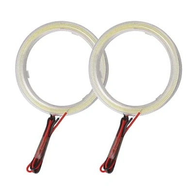 Immagine di Qasim 1 coppia di LED COB Fari Angel Eyes con Copertura in Plastica 70MM 60SMD Bianco Anello Halo Occhi d&#039;Angelo per Auto Moto DRL Diurna Faro Fendinebbia DC12V