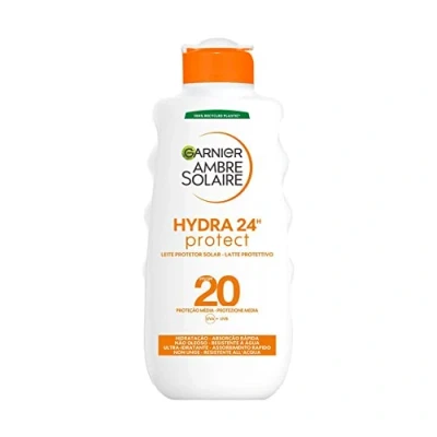 Immagine di Garnier Ambre Solaire Latte Protettivo SPF 20, Protezione MEDIA, Idratazione 24H 200 ML Crema solare, Taglia: ml, Trasparente