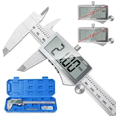 Immagine di Preciva Calibro Digitale, Caliper metrico da 150 mm/6 pollice elettronico in acciaio inossidabile,resistente agli schizzi,con LCD Schermo Grande e Chiaro Più Preciso batteria di ricambio