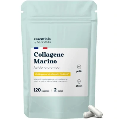 Immagine di Collagene Acido Ialuronico con Vitamina C, Integratore per Pelle, Articolazioni e Ossa, 800mg Idrolizzato Puro NATICOL, Essentials by Novoma (120 Unità (Confezione da 1))