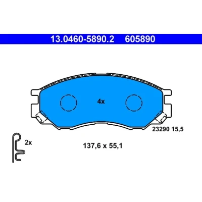 Immagine di ATE 13.0460 5890.2 Kit pastiglie freno con segnalatore acustico usura MITSUBISHI: L200 III Pick up, L400 / Space Gear Bus
