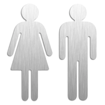 Immagine di Pittogrammi per Porte Donna Uomo Set di 2 Acciaio inossidable H=152 mm autoadesivo Ofform Design No.1092