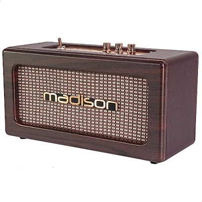 Immagine di Madison FREESOUND vintage WD Diffusore a batteria con USB, Bluetooth e AUX in 2 x 10W Finitura legno