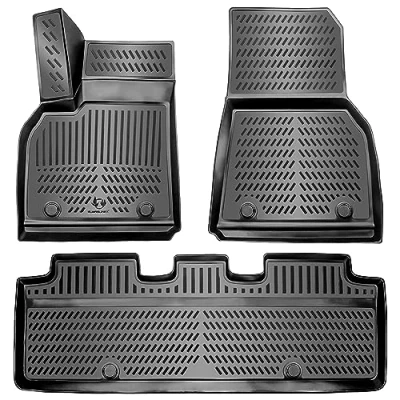 Immagine di ELMASLINE Set di tappetini in gomma 3D per Tesla Model 3 2017 2024 bordo alto 5 cm