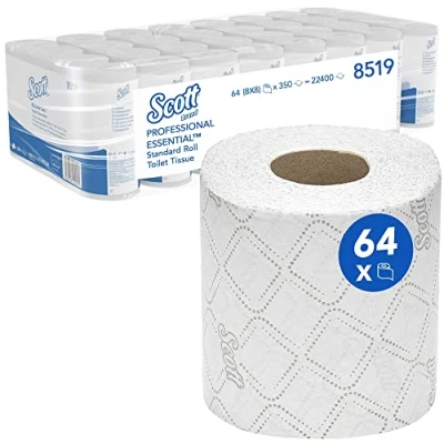Immagine di Scott Essential Rotolo di carta igienica standard 8519 64 rotoli x 350 strappi a 2 veli, colore bianco (22.400 strappi)
