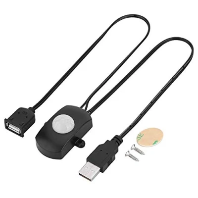 Immagine di Tihebeyan Mini PIR Motion Sensor Switch per Illuminazione a LED Fai da Te, rilevatore di Movimento infrarossi Interruttore Automatico Strip Interfaccia USB(Black)