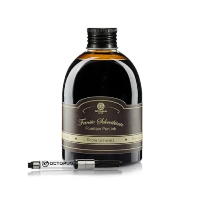 Immagine di Octopus Fluids inchiostro per penna stilografica, in barattolo di con convertitore, colore: nero, 250 ml