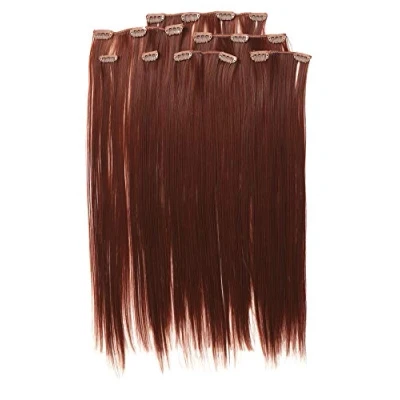 Immagine di Prettyland statico libero lunga 7 pezzi Clip in Extension 50cm pezzo capelli lisci set di dei marrone mogano R06