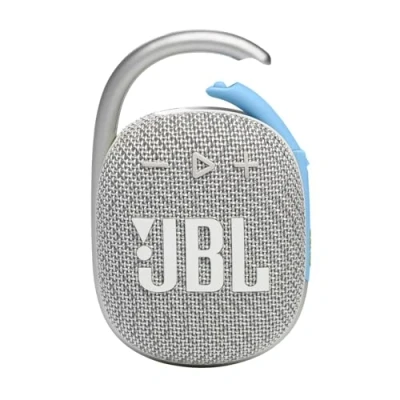 Immagine di JBL CLIP 4 ECO Speaker Bluetooth Portatile, Cassa Altoparlante Wireless Compatta con Moschettone e Materiali Riciclati, Resistente ad Acqua Polvere IP67, fino a 10 h di Autonomia, USB, Bianco