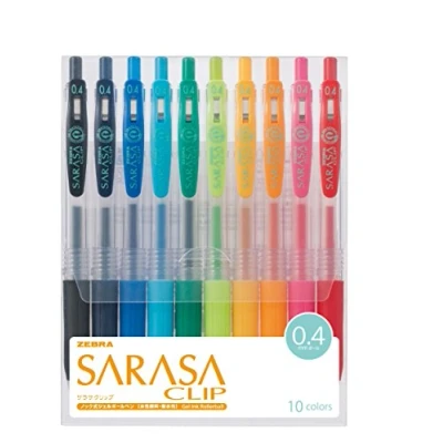 Immagine di Zebra Sarasa Clip Penne a sfera da 0,4 mm; confezione 10 colori (JJS15 10CA)
