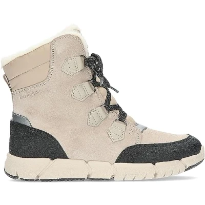 Immagine di Geox J Flexyper B AB Stivali da neve per bambini, Taglia: 34, Beige Pelle e tessuto