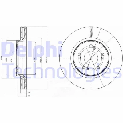 Immagine di DELPHI BG4250C Disco freno 293 28 5 ventilato rivestito non trattato senza cuscinetto ruota, anello sensore ABS HONDA: CR V 3, 4