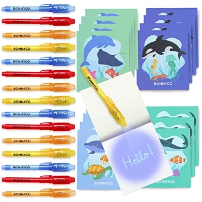 Immagine di BONNYCO Penna Invisibile e Taccuino, 16 Pezzi Oceano Gadget Compleanno Bambini, Bomboniere, Giocattoli Pignatta, Regalini Fine Festa
