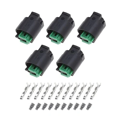 Immagine di ECSiNG 5 Set Di Connettori Per Sensore Temperatura A 2 Pin 1 967644 968405 Femmina Con Terminali E Guarnizioni Kit Spina Connettore