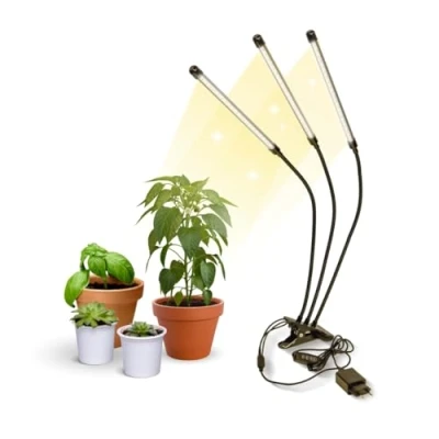 Immagine di Mobiclinic®, Lampada per Piante, GrowFlex X3, 3 modalità, 6000K, 10 livelli di luminosità, teste, Spettro completo, timer, Rotazione a 360, 60W, Flessibile, Piante da interno, Growlight, USB
