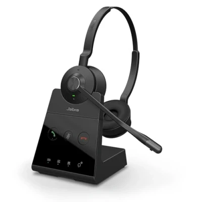Immagine di Jabra Engage 65 SE Stereo Wireless Headset Chiamate professionali, DECT Security, batteria da 13 ore, comfort per tutto il giorno con base, alimentatore, cavo USB C, certificato Microsoft