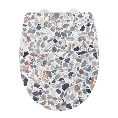 Immagine di Wenko Sedile WC Terrazzo, Superficie High Gloss, copriwater con Chiusura Ammortizzata Automatica, in termoplastica infrangibile, Dimensioni (L x P): 36,5 45 cm, Multicolore