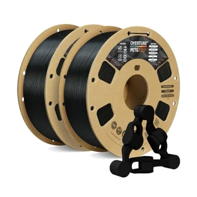 Immagine di OVERTURE Filamento PETG Nero 1.75mm, 2kg Bobina(4.4lbs), Neatly Wound Durevole Filament per Stampante 3D (Nero*2)
