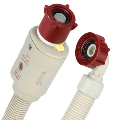 Immagine di Kenekos 1,5m 3m tubo Aquastop filettatura 3/4 di pollice max. 90C, ingresso sicurezza incl. valvola + filtro antisporco per lavatrice, 3 m