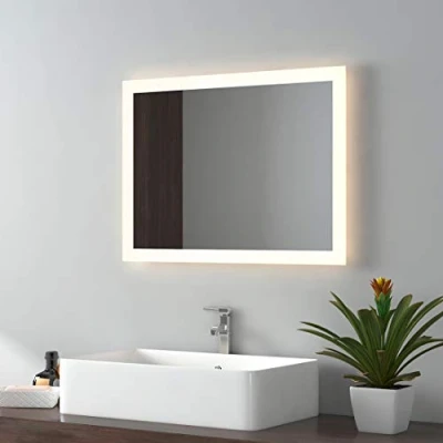Immagine di EMKE Specchio da bagno a LED, 45 x 60 cm, luce bianca calda e fredda, con pulsante