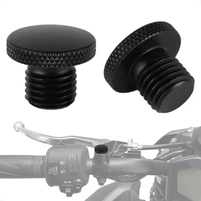 Immagine di Evermotor tappi specchietti M10XP1.25 moto filettatura 1 destri e sinistri M10 Coppia di chiusura per retrovisoriin alluminio CNC (2 pezzi) orario+antiorario