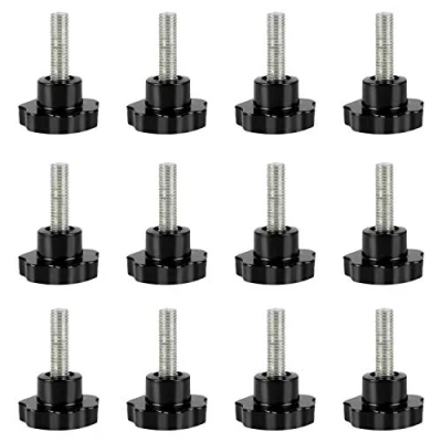 Immagine di Manopola di serraggio M6 x 40 mm, 12 pezzi a forma stella, testa in plastica, viti orecchie, regolazione per macchinari, industrie, attrezzature, nero