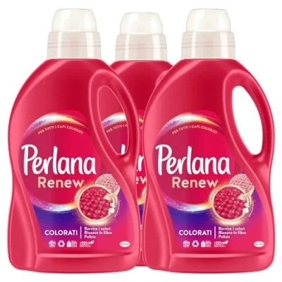 Immagine di Perlana Renew Colorati Detersivo Liquido Rinnova Colore Capi per Lavatrice e Bucato a Mano Neutrilzza Cattivi Odori sui Tessuti i Colori 24 Lavaggi 3 Flaconi da 1,44 Litri