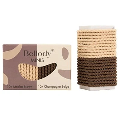 Immagine di Bellody® Minis Piccoli elastici per capelli acconciature intrecciate e piccole trecce (20 pezzi, marrone/beige) da donna in diversi colori