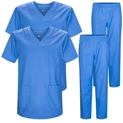 Immagine di MISEMIYA Pack * 2 PCS Uniforme Medica con Maglia e Pantaloni Uniformi Mediche Camice sanitarie Ref.2 8178 5XL, Celeste 22
