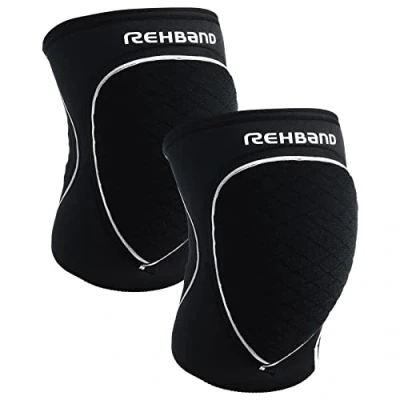 Immagine di Rehband ginocchiere 1 pezzo o Paio, per pallamano e pallavolo comode aderenti, proteggono il ginocchio in caso di impatto, Colore:Nero Misura:S