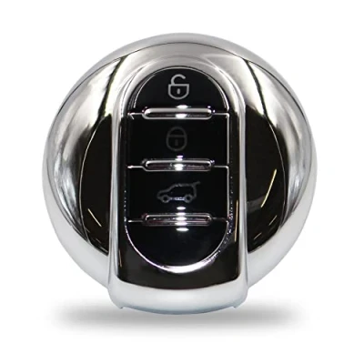 Immagine di Custodia per chiave auto a 3 tasti, in TPU, cromata, lucida, accessorio MIB (argento cromato)