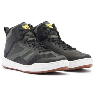 Immagine di DAINESE Suburb Air Shoes, Scarpa Moto Estiva, in Tessuto Uomo, Nero/Bianco/Verde Militare, 45 EU