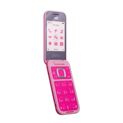 Immagine di HMD Compatibile con Barbie Phone Flip Cellulare (display da 2,8&quot;, fotocamera 0,3 MP, 64/128 MB, 1450 mAh, 4 G) Power Pink
